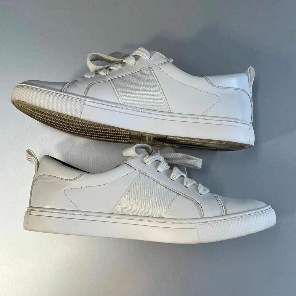 Kate Spade New York Adorn White Leather Low Top Sneakers Gold Spade 8 gym shoe